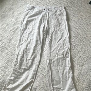Per Se  White linen blend  Drawstring pant